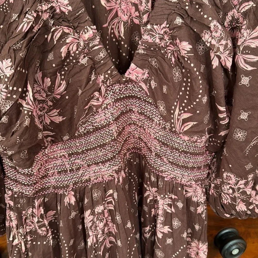 Free People Golden Hour Maxi Dress Color: Pink Chocolate Combo
